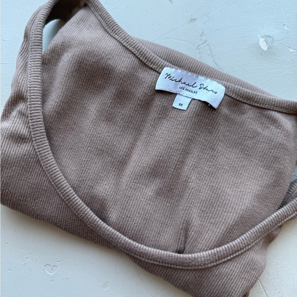 Michael Stars Taupe Ribbed Top